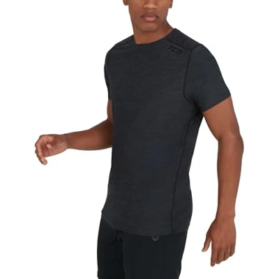 Image of TCA Galaxy 4D Stretch Mens Gym, Running, Training T Shirt Gym Tops for Men, Running Top Lightweight Breathable Moisture Wicking Quick Dry Tshirt Black, S