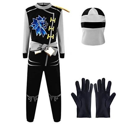 Image of Katara 1771 (10+ models) Ninja Warrior Fancy Dress Outfit, Costume For Boys, Children&#039;s Cosplay and Up Party Green M (6 8 years)