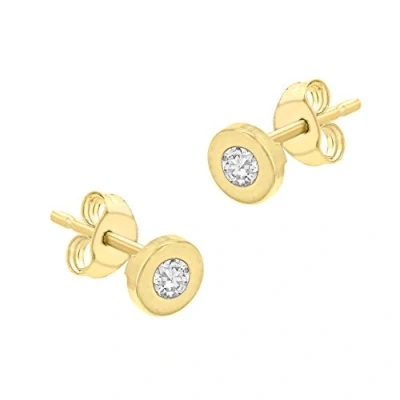 Image of Carissima Gold Women&#039;s 9 ct (375) Yellow Cubic Zirconia Doughnut Stud Earrings