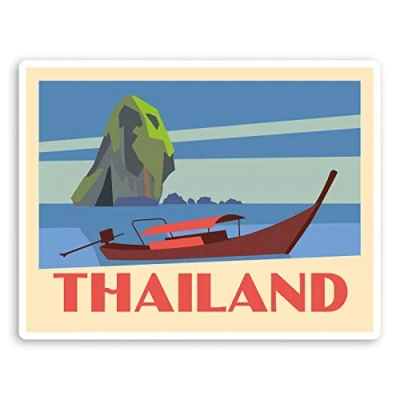 Image of 2 x 10cm Fun Thailand Vinyl Stickers Boat Travel Luggage Laptop Sticker #20909 (10cm Wide)