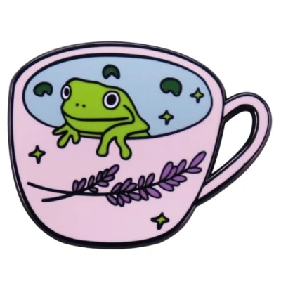 Image of Cute Frog Enamel Pin Funny Cartoon Brooch Fashion Animal Decorative Backpack Lapel Badge Jewelry Gifts for Kids Friends