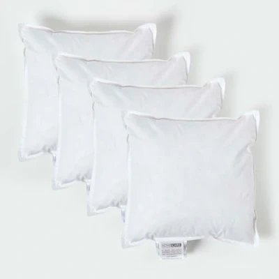 Image of HOMESCAPES 4 Pack Luxury Duck Feather Cushion Inserts 30cm x (12 12) Perfect Bounce Back and Down Proof Cover Generously Filled Inner Pads Filler, Hypoallergenic RDS Certified Machine Washable