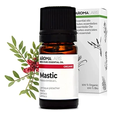 Image of Aroma Labs Pistachio Mastic Essential Oil Ecocert Organic Certification 100% Pure, Natural, Uncut Guaranteed Chemotype and Biochemical Composition Eco Friendly Packaging Made in France 5ml