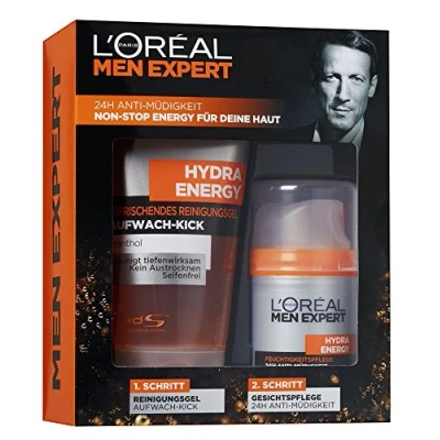 Image of L&#039;Oréal Men Expert L&#039;Oreal Hydra Energy Gift Set Including Refreshing Cleansing Gel Wake Up Kick + 24 Hour Anti Fatigue Moisturiser for