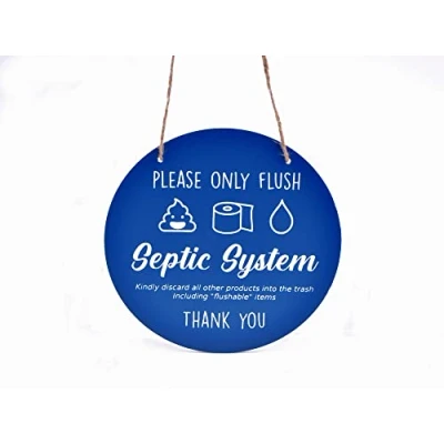 Image of Circular Septic Tank Sign Available in Black, Blue and White