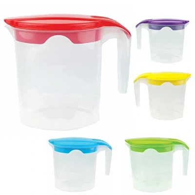 Image of 3 x Jugs 1 Litre Fridge Door Plastic Jug Water Milk Storage Contanier Pitcher Juice with Lid (Set 3)