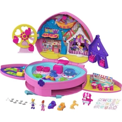 Image of ​Polly Pocket Theme Park Backpack Compact with 2 Dolls, Accessories &amp; Multiple Activities