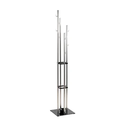 Image of HAKU Mobel Hall Tree Stainless Steel Look, Black, Metal, Tempered Glass 8 mm Size: W 35 cm X H 182 D cm, Style: Modern