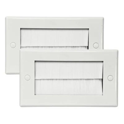 Image of Evoges Brush Faceplate White Brushplate Wall Plate (2, 2 Gang Double)