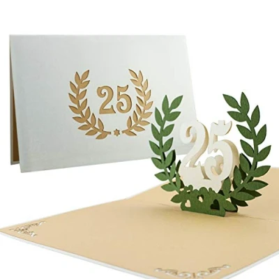 Image of Diese Klappkarten Pop Up Silver Anniversary Card 3D 25th Wedding Cards for Husband and Wife Special Luxury Gift Bride Groom Couples