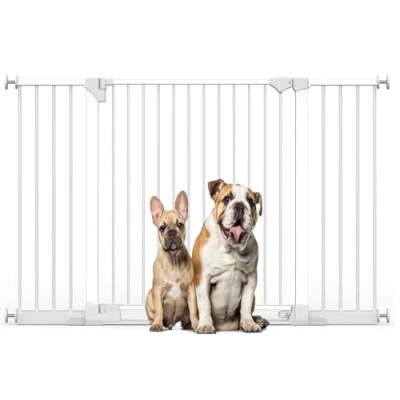 Image of Bettacare SafeStep Dog Gate, White, 152cm 159cm, Extra Low Walkthough, 81cm Wide Doorway, Gate for Stairs, Hallways and Doors, Pet Puppy, Easy Installation