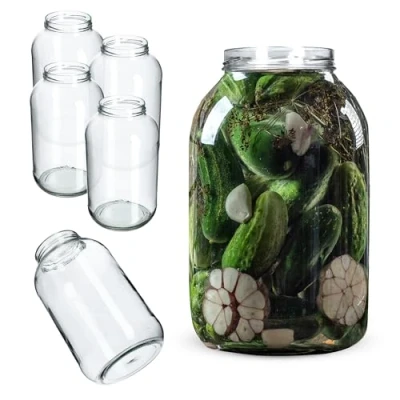 Image of KADAX Glass Jars 4 L, Large with Wide Mouth for Preserving, Pickling and Fermenting, Storage Pickles Sauerkraut (Set of 4, Without Lids)