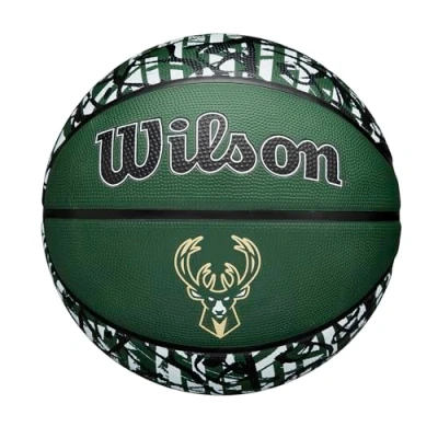 Image of WILSON NBA Team Graffiti Basketball Milwaukee Bucks, Size 7 29.5&quot;
