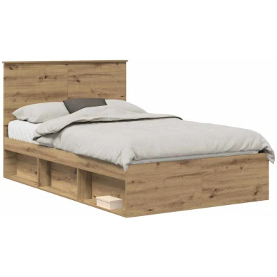 Image of vidaXL Bed Frame Artisian Oak 120 x 200 cm Solid Pine Wood