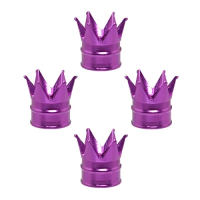Image of SENZEAL 4Pcs Dust Caps for Car Tyres Crown Tyre Valve Universal Aluminum Alloy Stem Cars Bikes Trucks Motorcycle (Purple)