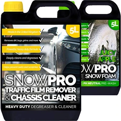 Image of SnowPro Traffic Film Remover Chassis Cleaner 5L and Apple Snow Foam Removes Dirt, Grime, Grease, Oil Bugs Multi Vehicle For Use on Cars, Trucks, Vans, Motorbikes &amp; More