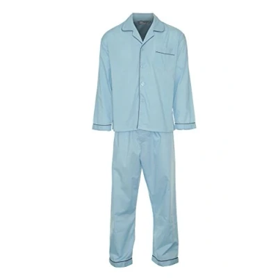 Image of Champion Mens Cotton Blend Button Front Pyjama Lounge Wear Blue 5X Large 60 62