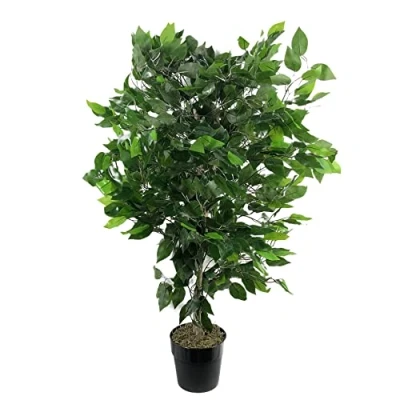 Image of Leaf Artificial Tree/Plant, Mixed Materials, Green Ficus Bush, 90cm