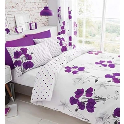 Image of Homemaker ® Purple poppy duvet cover bedding sets flower print quilt &amp; pillow cases, 3 pieces (King)