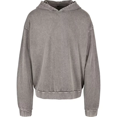 Image of Build Your Brand Men&#039;s Acid Washed Oversized Hoody Hooded Sweatshirt, Black, S