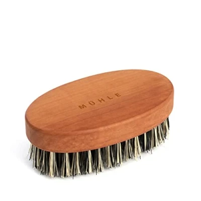 Image of MÜHLE BEARDCARE Beard Brush Vegan Bristle for Daily Care Oval Wooden Handle 9 x 5 3.5 cm