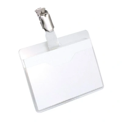 Image of Durable Name Badge Set Visitor Assorted 20 Badges 60 x 90 mm and 4 Insert Sheets Ref 8181 00
