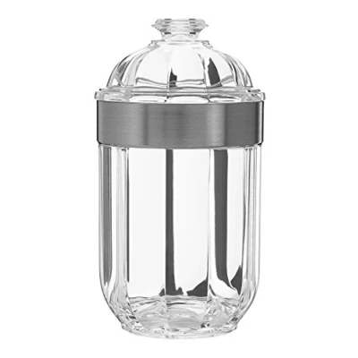 Image of Premier Housewares 1601676 Clear Canister, Acrylic, Silver, 10 x 18 cm