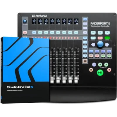 Image of Presonus FaderPort 8, DAW Mix Music Production Controller with Studio Magic Plug In Suite, One Artist DAW, Software Bundle For Recording, Streaming and Podcasting