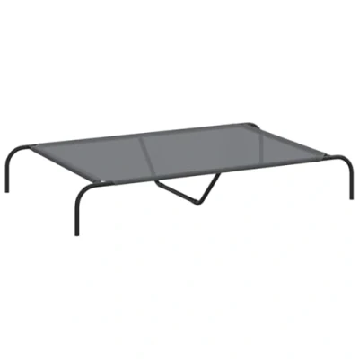 Image of vidaXL elevated dog bed grey raised pet cot textilene &amp; steel structure 130x80x20cm portable easy to clean lounger
