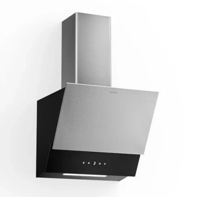 Image of Klarstein Verosteel Angled Cooker Hood 45cm 624 m3/h, A++ Energy, Touch Control, LED Lighting, Quiet, Stainless Steel &amp; Glass, Ducted/Recirculating, Extractor