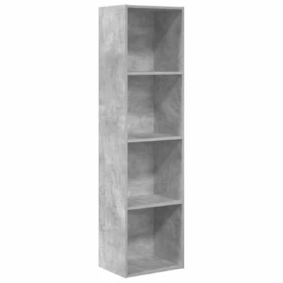 Image of vidaXL Bookcase Storage Rack Cabinet Concrete Grey Engineered Wood Bookshelf 40x30x152 cm Ideal for Bedrooms, Living Rooms, Hallways