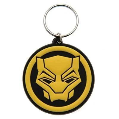 Image of Marvel Comics Black Panther Logo Rubber Keychain, Multi Color, 5 x 5.3cm