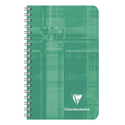 Image of Clairefontaine Ref 8580C Wire bound Notebook (50 Sheets) 7.5 x 12cm Size, Plain Ruling, 90gsm Brushed Vellum Paper, Laminated Card Cover Assorted Colours (Pack of 10)
