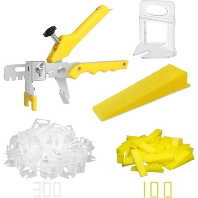 Image of Tile Leveling System Kit 3mm Spacers 300Pcs Plus Reusable Wedges 100Pcs with A Pliers Floor Wall Levelling