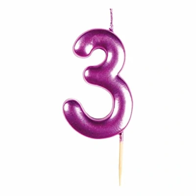 Image of amscan 9911836 Met Pink Numerical Candle 3