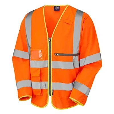 Image of Leo Workwear S24 Heddon Superior Sleeved Hi Vis Vest#3XL Orange