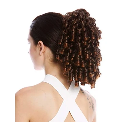 Image of WIG ME UP N900A+2 V 2T30 Ponytail Hairpiece Extensions elaborate baroque ringlets corkscrew curls voluminous chestnut brown mix 12inch