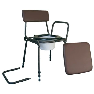 Image of Aidapt Free Standing Height Adjustable Stacking Commode Chair with Padded Back, Detachable Arm Supports and Over Seat Fully Assembled