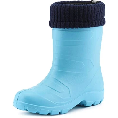 Image of Ladeheid Children&#039;s EVA Rubber Wellington Boots LA4845KIDS(Turquoise306c/Navy, EU 34 = UK 2)