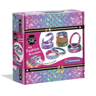 Image of Clementoni 18582, Crazy Chic My Fashion Bracelets Jewellery Kit For Children, Ages 7 Years Plus, multi coloured