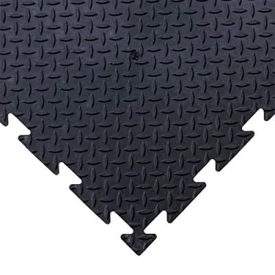 Image of BiGDUG Essentials Interlocking Garage Floor Tile Set 600 x cm Checker Plate Rubber Black