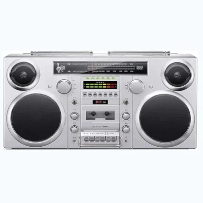 Image of ZYJIX Bluetooth CD Player Retro Cassette Boombox With AM/FM Radio, SD Slots, Aux In, USB/SD Conversion, Headphone Jack(Color:black)