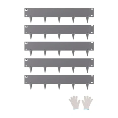 Image of VEVOR Steel Landscape Edging, 5 Packs 39 x in Rust Resistant Metal Bendable Garden Edging Border, Heavy Duty Lawn Easy to Install, Flower Bed Yard Pathway Divider Dark Gray