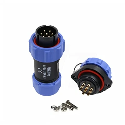 Image of HangTon SP21 7 Pin Connector 15A Power Aviation Circular Threaded Solder Screw Mount Panel Socket Plug 14AWG