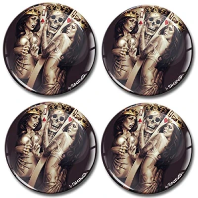 Image of SkinoEu 4 x 60mm DOMED 3D WHEEL RIMS CENTER STICKERS FOR CENTRE HUB TRIM CAPS AUTO MOTO CAR LOGO BADGE SKULL SEXY GIRLS A 4660
