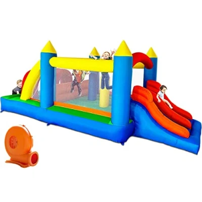Image of Ballsea Inflatable Bouncy Castle, Kids Bounce House Trampoline Dual Slide, Jumper Play Center with Air Blower for Indoor Outdoor, 4.88 x 2.4 1.9m