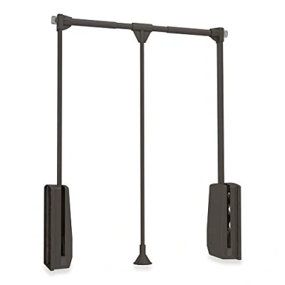 Image of Emuca Hang pull down wardrobe rail lift, adjustable width 17,7 23,6 inch (450 600mm), moka painted finish, steel