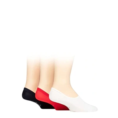 Image of Mens 3 Pair Pringle Gourock Cotton Invisible Shoe Liners White / Red Navy 7 11