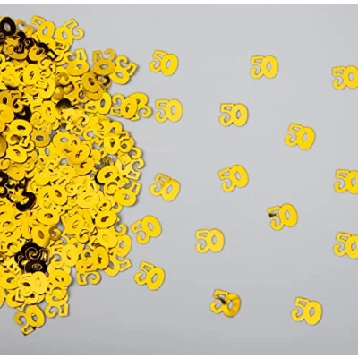 Image of 14g Gold 50th Birthday Confetti Foil Metallic Glitz Table Scatter Sprinkles Age Bday Party Decorations