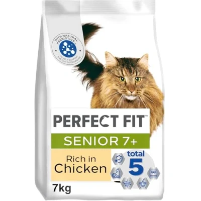 Image of Perfect Fit Senior 7+ Complete Dry Cat Food for Cats Aged Years, Rich in Chicken, 1 Bag (7 kg)